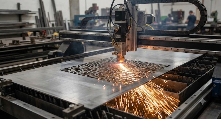 Laser-cut grill fabrication at J.K. Fabricaters