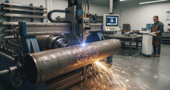 Mild steel pipe laser cutting at J.K. Fabricaters